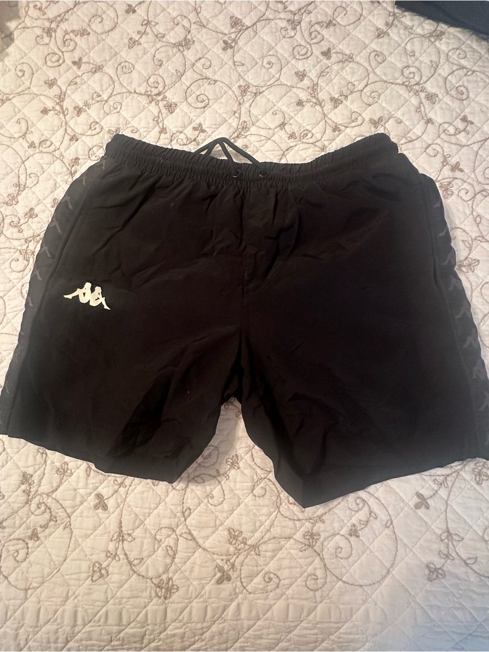 Kappa Black Athletic Shorts with White Logo Accent